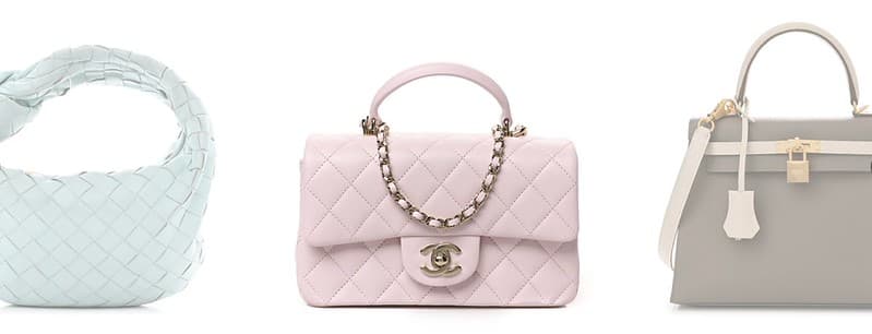 Studio image of three luxury designer handbags on a white background representing premium resale and authenticated luxury sales.